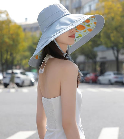Wide Brim Women Sun Hat Summer Beach Bucket Fishing Hats Metal Wired Edge Packable UV Protection for Hiking Garden Travel