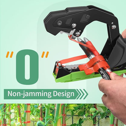 FUNTECK Easy & Fast Tying Tool for Tomatoes, Grapes, Cucumbers - Professional Plant Tying Machine Saves Labor with Spare Tapes and Staples, Green/Black