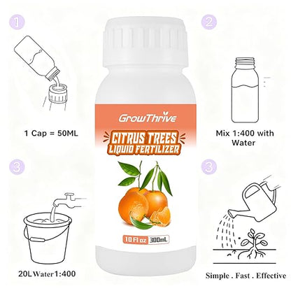 10oz Citrus Fertilizer & Fruit Tree Fertilizer - Orange, Lemon, Lime, Mango, Ideal Micronutrients Plant Food for Tropical Fruit Trees to Grow More Fruit - Garden-Growing Miracle Nutrients