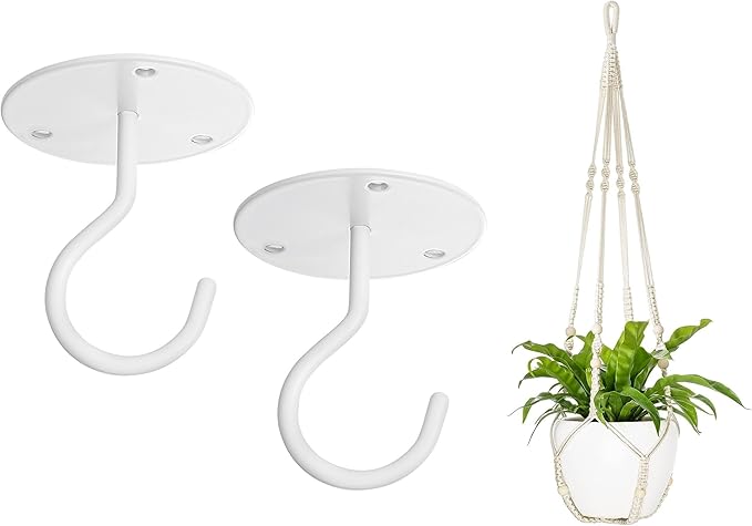 Mkono 43 Inch Macrame Plant Hanger and Ceiling Hooks, Extra Long Hanging Plant Holder No Tassels Hanging Planter Basket with Wood Beads for Indoor Outdoor Boho Home Decor, Ivory