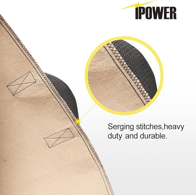 iPower Plant Grow Bag 20-Gallon 5-Pack Heavy Duty Fabric Pots, 300G Thickened Nonwoven Aeration Durable Container, Nylon Strap Handles for Gardening, Planting Tomatoes, Herbs, Flowers, Tan