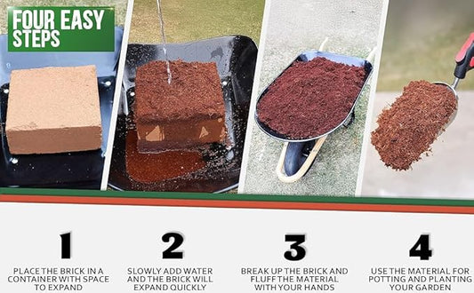 Kempf Organic Coco Coir Brick (10lbs) - Expanding Garden Soil & Potting Mix, for Indoor Plants & Outdoor Plants, Washed Coconut Husk Fiber Planting Seed Starter
