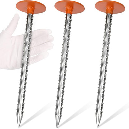 3 Pack Rebar Property Line Markers 11.8x2.8 Inch Permanent Survey Stakes Heavy Duty Survey Pin Hi-Vis Orange Property Land Boundary Markers for Outdoor Lawn Garden Paver Landscaping Septic Tank