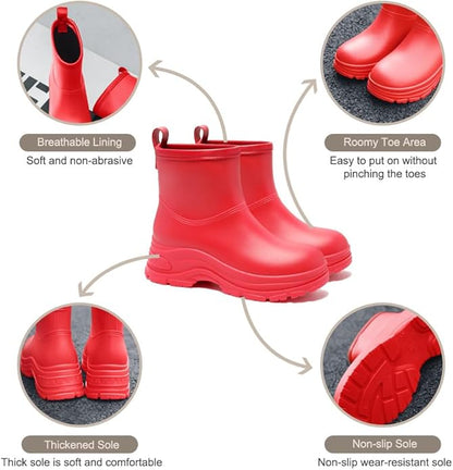 Women's Waterproof Chelsea Ankle Rain Boots, Slip-On Style, Outdoor Weather Protection