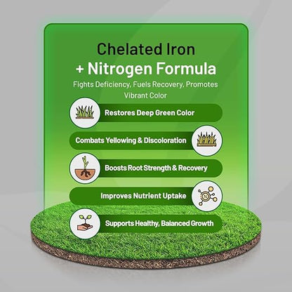 Covington Chelated Liquid Iron Concentrate (32oz) Lawn & Garden Liquid Iron & Nitrogen Supplement for Plants, Shrubs & Trees, Treats Deficiency, Discoloration, Stunted Growth & Root Stress
