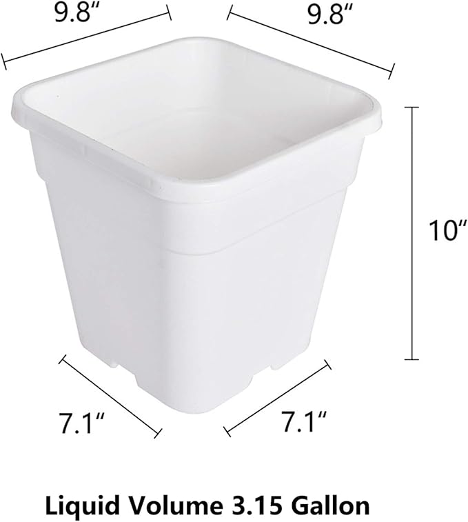 Square Nursery Pots Plant Pots Grow Pots Nursery Container for Planting Soil Plants 3.15 Gallon 10Pcs