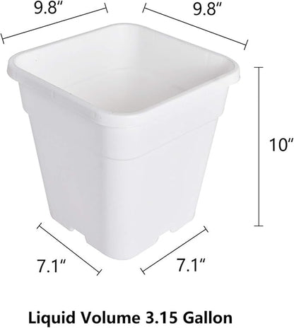 Square Nursery Pots Plant Pots Grow Pots Nursery Container for Planting Soil Plants 3.15 Gallon 10Pcs