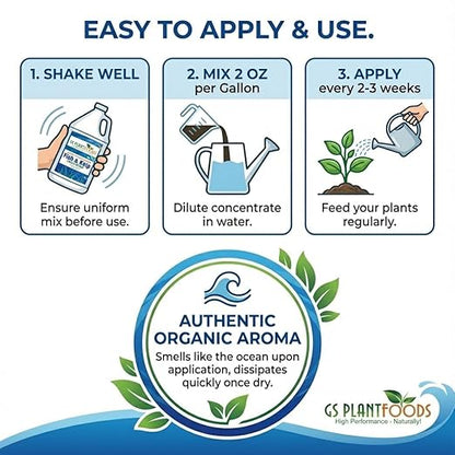 GS Plant Foods Liquid Fish & Kelp Fertilizer (5 Gallons) – Organic Material Review Institute Listed Natural Plant Food for Home Gardens, and Vegetables