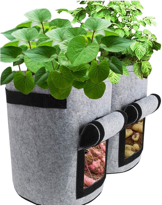 2 Pack 4 Gallon Potato Grow Bags, Planter Bag Heavy Duty, Thickened Growing Bags Garden Vegetable Planter with Handles & Large Harvest Window
