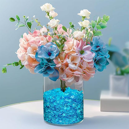 HappyFiller 1.3 LB Crushed Glass Sand Broken Pieces Stones for Crafts Project Resin Arts,Vase Fillers Candle Holder Aquarium Decor,Succulent Terrarium Pebble Rocks,Fire Pit Fireplace,Sea Blue