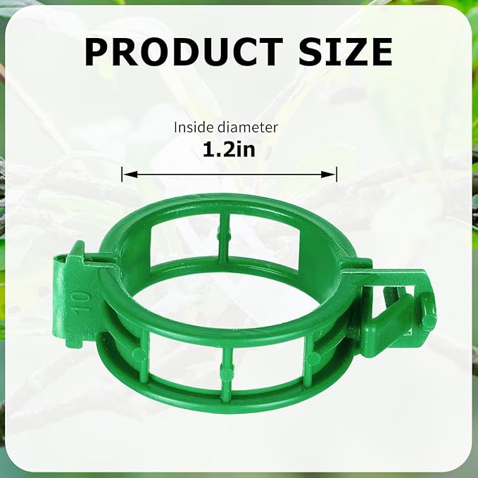 400PCS Plant Support Clips, Tomato Clips, Plastic Garden Clips, Vine Clips for Tomato Cucumber Flower Squash Vine, 1.2” Inner Diameter, Prevent Tomatoes from Pinching or Falling Off（Green） ﻿