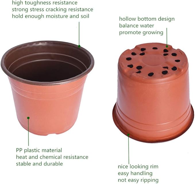 11.6" Seedling Pots Plastic Plant Pots Seedling Cups Nursery Pots Plant Container for Indoor Outdoor Plants Seeds Germination, Seedlings Growing, Succulents Planting 50 Pcs