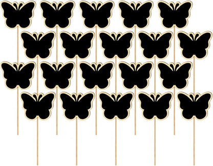 ARTIBETTER Mini Chalkboard Toppers 20 Pcs Butterfly Garden Plant Labels Creative Message Board Signs for Wedding Party Floral Decorations 6.85X3.14 Inches