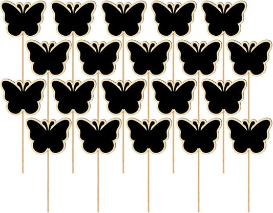 ARTIBETTER Mini Chalkboard Toppers 20 Pcs Butterfly Garden Plant Labels Creative Message Board Signs for Wedding Party Floral Decorations 6.85X3.14 Inches