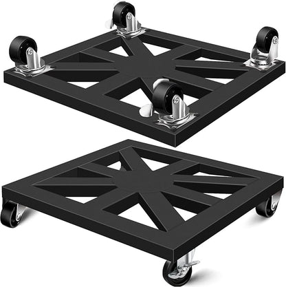 Plant Caddy with Wheels, 12'' 2 Pack Metal Rolling Plant Stand Square Plant Dolly with Iron Lockable Casters Heavy Duty Pot Mover Rollers, Holds up 400 Lbs Planter