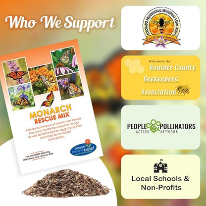 Monarch Butterfly Rescue Wildflower Seed Packet - 1oz, Open-Pollinated Wildflower, No Fillers, Annuals, Perennials and Milkweed Seeds for Monarch Butterfly 1oz