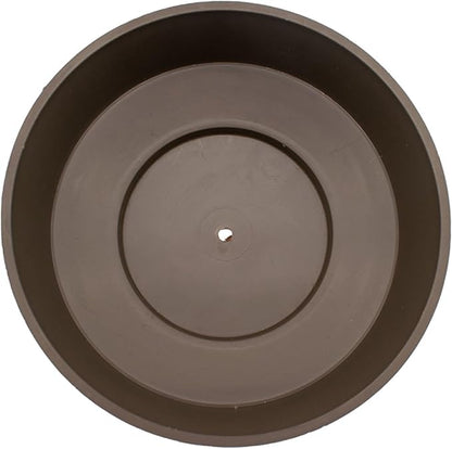 The HC Companies 8 Inch Round Plastic Succulent Capri Bowl Decorative Indoor Flower Succulent Planter Pot with Drain Plug Hole, Artisan Taupe with Copper Bottom Color (2 Pack)