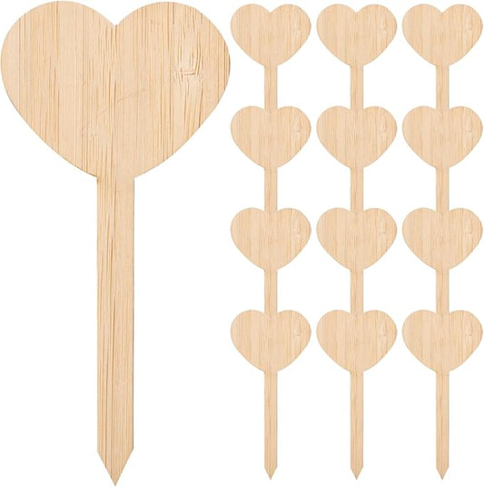 20Pcs Wooden Heart Design Plant Labels Garden Markers for Potted Plants Durable Wooden Tags for Plant Identification and Decoration Indoor and Outdoor Use