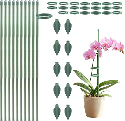 Extendable Plant Stakes, 17 Inch Plant Support Stakes with Clips, Sturdy Plant Stakes for Indoor Outdoor,Garden Sticks for Tomato,Orchid,Climbing Plants (45cm, 10Pcs)