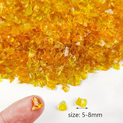 HappyFiller Easter Decoration 1.3 LB Crushed Glass Sand Broken Pieces 3-8mm Terrarium Mini Stones, Epoxy Resin Art Craft,Plant Topper Dressing,Vase Filler,Candle Holder Decor,Bright Orange