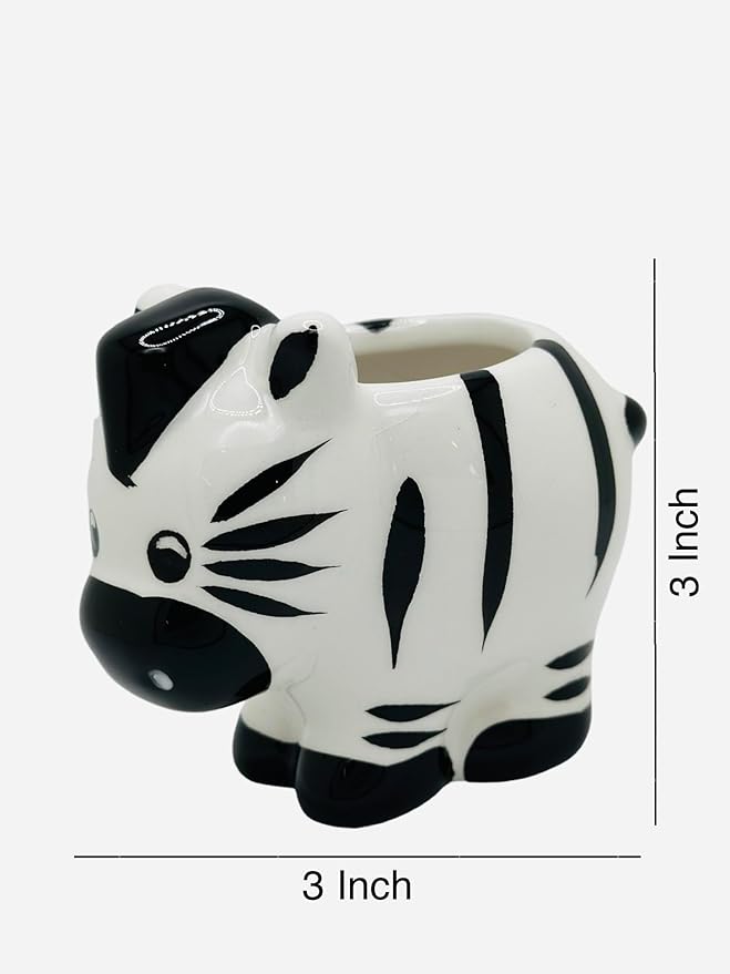 CZ Grain 1 Pot | 3 Inch | Small Succulent Plant Ceramic Animal Pot, Cute Home and Office Decor (Zebra)
