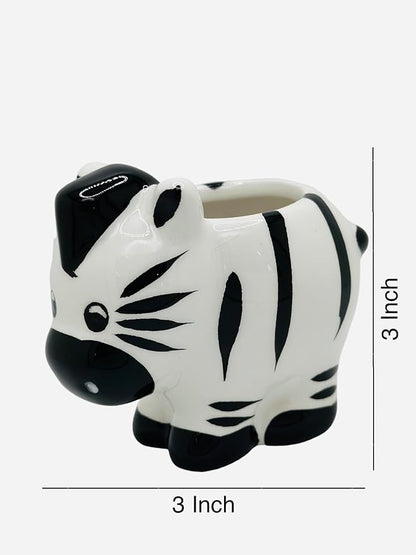CZ Grain 1 Pot | 3 Inch | Small Succulent Plant Ceramic Animal Pot, Cute Home and Office Decor (Zebra)