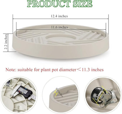 2 Pack Plant Caddy with Wheels, 12" Rolling Plant Stand 165 LBS Heavy Duty with Hidden 360 ° Rotating Silent Wheel Wheels for Outdoor Indoor Large Plant Pots, Flower Pot, Patio