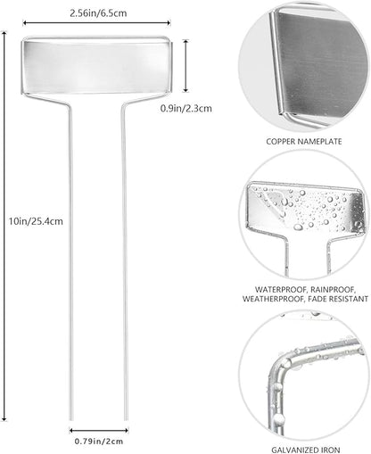 25PCS Zinc Metal Plant Tags Plant Labels with 50Pcs Labels, Rainproof PET Film & Permanent Pen, 10" Weatherproof Banner Garden Markers, Marking Protection Seedling Signs Nursery Tags