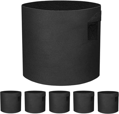 5 Pack 3 Gallon Grow Bags - Black Breathable Fabric Pots Heavy Duty Aeration Fabric Pots Thickened Nonwoven Fabric Pots Plant Grow Bags with Handle