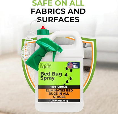 Nature's Dome Bed Bug Spray – 100% Kill Rate, 1 Gallon Natural Bed Bug & Mite Killer, Destroys Eggs, Kills Resistant Strains, Long-Lasting Protection, Safe for Home Use