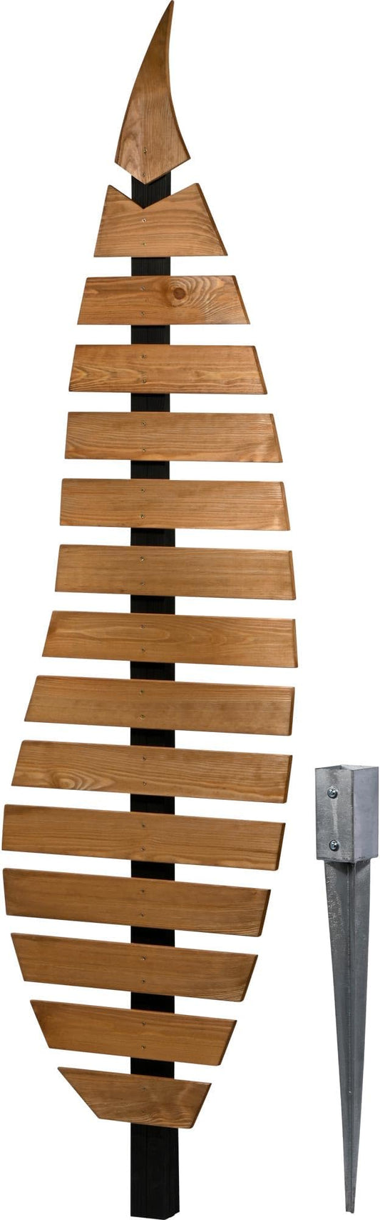 dobar® Green Label Abstractus Trellis in Leaf Shape Two-Tone Wooden - Standing Trellis with Stake for Garden - Plant Support for Climbing Plants
