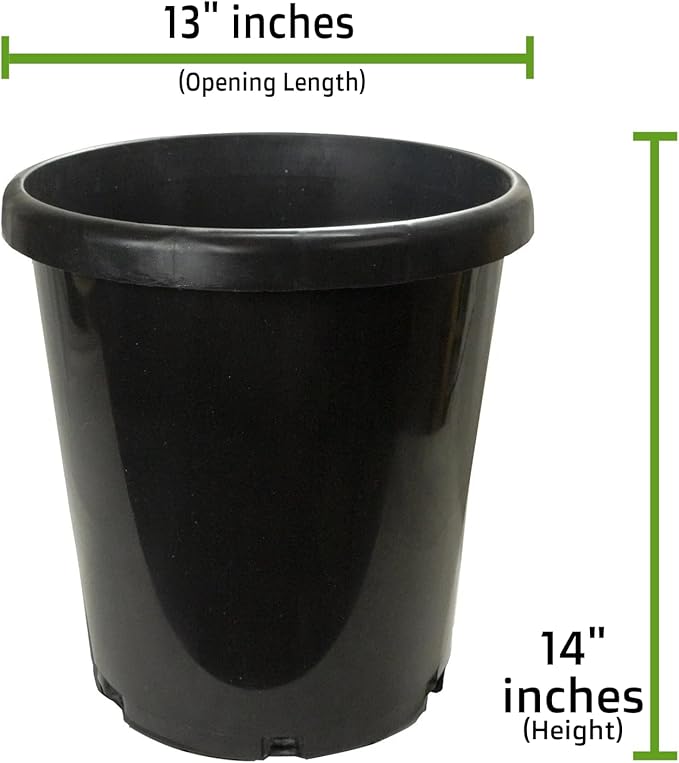 7 Gallon Professional Nursery Pots with Drainage Holes - Heavy Duty Black Plastic Plant Containers for Indoor/Outdoor Growing (5)