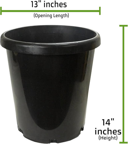 7 Gallon Professional Nursery Pots with Drainage Holes - Heavy Duty Black Plastic Plant Containers for Indoor/Outdoor Growing (5)