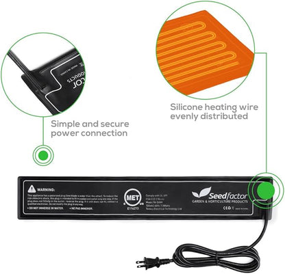 MET Certified Seedling Heat Mat, Seedfactor Waterproof Durable Germination Station Heat Mat, Warm Hydroponic Heating Pad for Indoor Home Gardening Seed Starter(3.5" X 21")