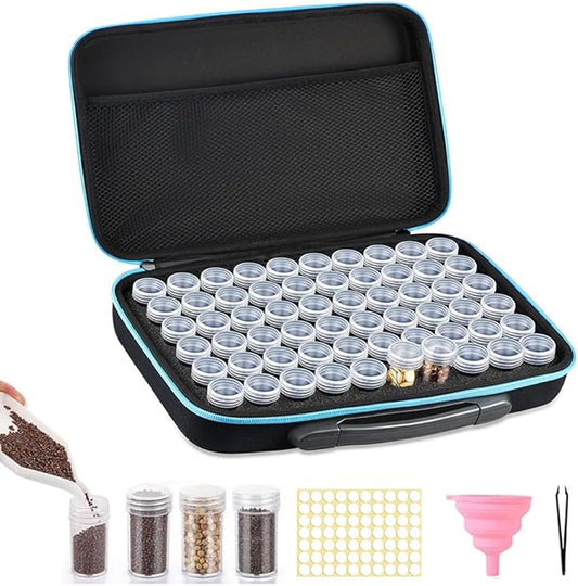 【60 Slots】Seed Storage Organizer-Garden Seed Storage Organizer Box Premium Seed Containers with Label Stickers for Various Sizes Vegetable and Flower Garden Seeds，Seed Packet Organizer Gardening Gifts