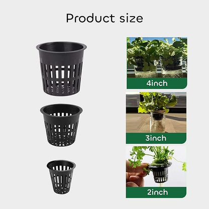 GROWNEER 25Pcs 4inch Net Pots, Heavy Duty Hydroponic Cups Mesh Pots with Plant Labels, Slotted Design for Indoor or Outdoor Growing