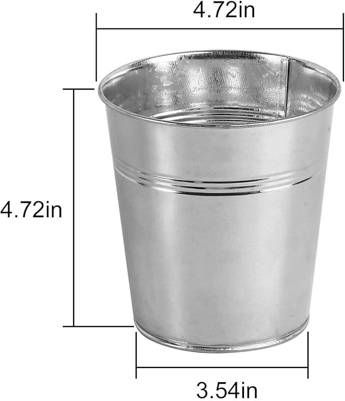 KINJOEK 16 Packs Galvanized Bucket Metal Planter, 4.72 x 4.72 x 3.54 Inch Round Flower Pot Plant Basket for Balconies, Gardens, Patios, Office, Parties and Weddings