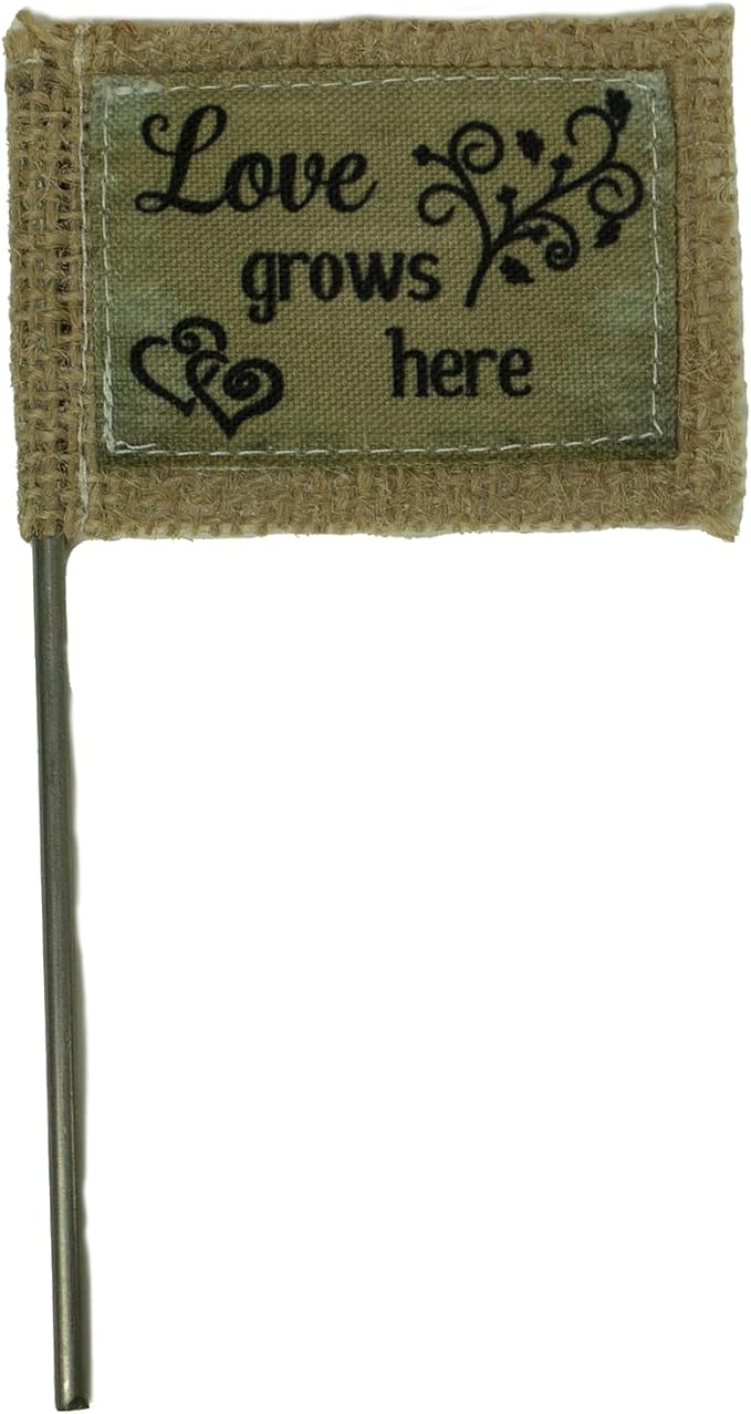 Abbey & CA Gift Love Grows Here Flag Flower Pick