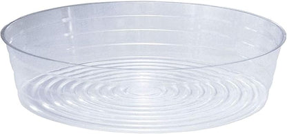 Curtis Wagner Plastics Drip Pan Saucers (5-Pack) - Clear, Deep (Diameter: 14.5" Base, 16" Top, 3.75" Depth) Thin Plastic Plant Tray Indoor Outdoor
