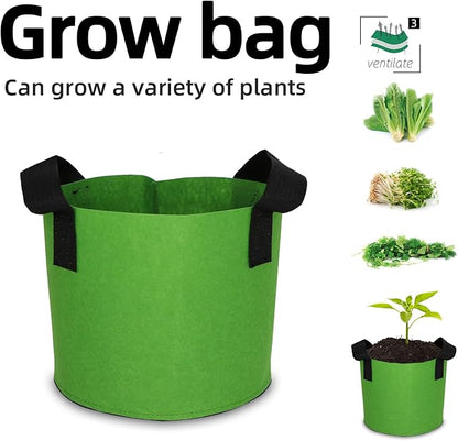 Grow Bags,Growing Pot Bags Garden Grow Bag Indoor Outdoor Fabric Aeration Plant Pot Container Flower Vegetable Pouch (Green,3 Gallon)