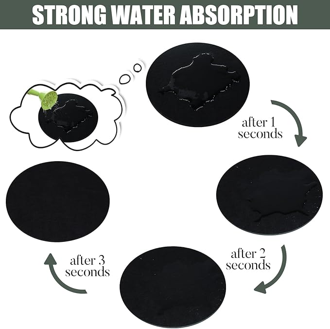 Plant Coaster Mat Reversible(Fabric/Leather),6Pcs Plant Coasters for House Plants Indoor & Outdoor,Household Products Absorbent/Waterproof(4inch)