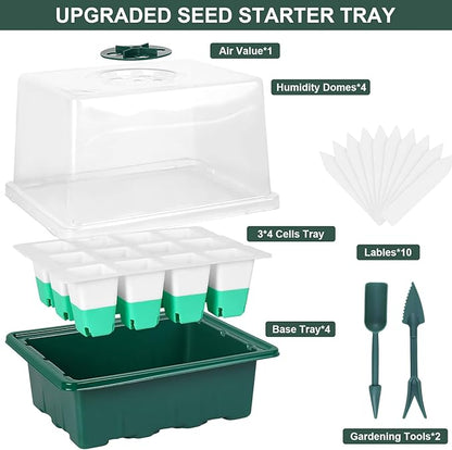 Sondiko Silicone Seed Starter Tray, 48-Cell Reusable Seed Starter Kit, Seedling Starter Trays with Humidity Dome, Mini Greenhouse Germination Kit, Perfect for Gardeners