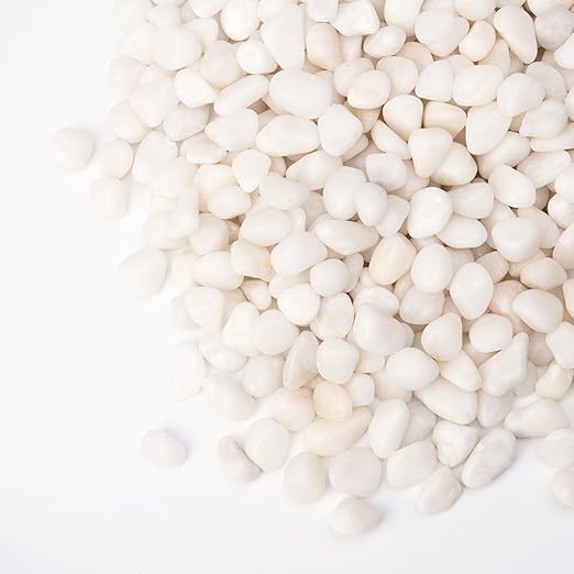 10 lbs White Garden Pebbles for Plants, 3/8" Small Plant Rocks for Pots Indoor, Decorative Pea Gravel for Succulents, Bamboo, Terrarium, Landscaping, Garden