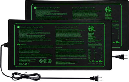 Upgrade Version 2PK Seedling Heat Mat with ETL Listed,Warm Hydroponic Heating Pad for Seed Starting,Indoor Gardening,Brewing and Greenhouses,Durable Waterproof Black Plant Heat Mat