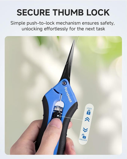 Fondwell 6.5" Pruning Shears Trimming Scissors: 2 Pack of Non-Stick Gardening Scissors - Reliable Garden Snips for Managing Small Plants