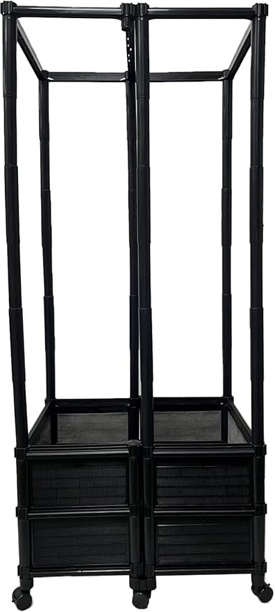 Climbing Vegetable & Tomato Planter with Wheels & Netting 14" Depth Planter Box - 24" L X 18" W X 50" H - Non-Toxic Sun Protected Material | Vegetable & Herb Backyard Patio