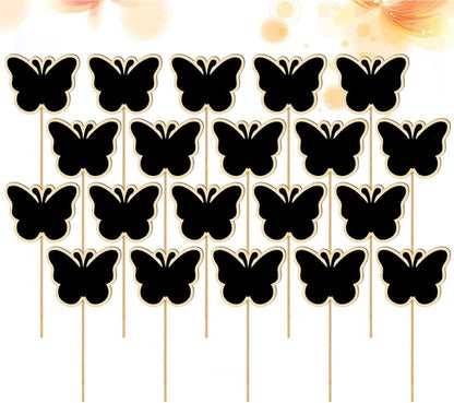 ARTIBETTER Mini Chalkboard Toppers 20 Pcs Butterfly Garden Plant Labels Creative Message Board Signs for Wedding Party Floral Decorations 6.85X3.14 Inches