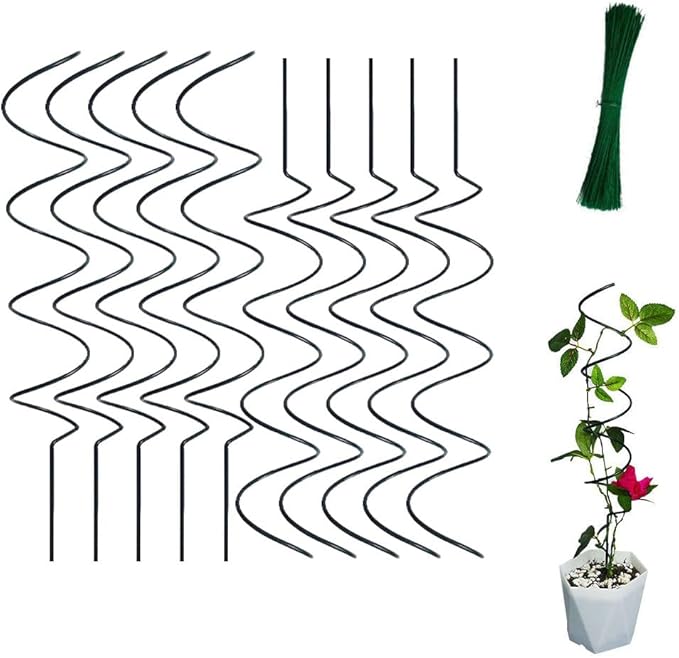 10 PCS Tomato Twist Stake, 2025 Premium Tomato Stakes and Supports, Metal Plant Support Garden Stakes, Spiral Plant Support for Potted Plants Tomato, Climbing Plant Stakes Tower Plant Supports