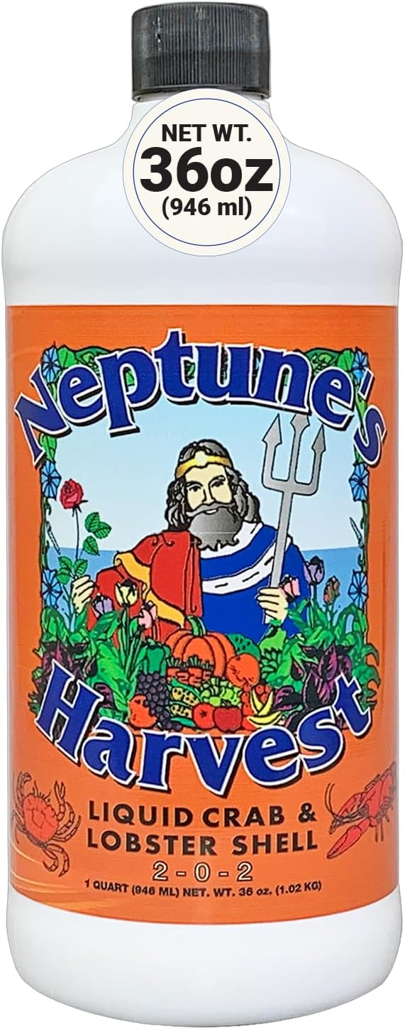 Neptune’s Harvest Organic Crab & Lobster Shell Multi-Purpose Liquid Fertilizer (2-0-2) - 36oz Bottle - Rich in Nutrients Soil Fertilizer - Plant Food for Lawns, Gardens, and Vegetables