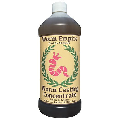 Worm Casting Tea, Natural Plant Food and Liquid Fertilizer Concentrate for Indoor and Outdoor, 1 Quart